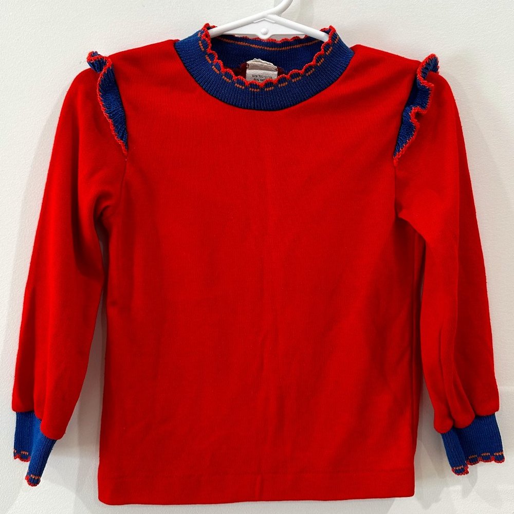 Vintage Red Top with Knit Details by BeMine, size 4T